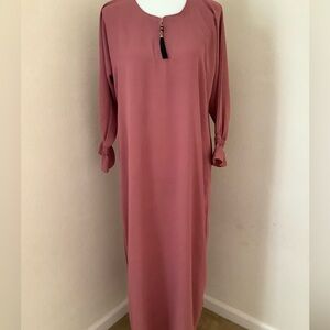 Dark pink ruffle sleeve abaya